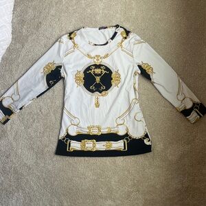 J McLaughlin White, Black and Gold Top